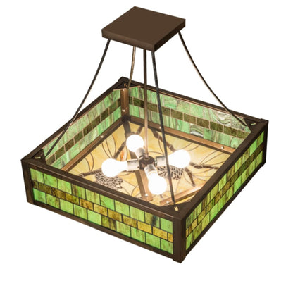 Meyda Tiffany Pinecone 4 Light 33" Wide Semi-Flush Ceiling Fixture