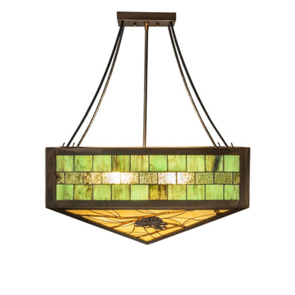 Meyda Tiffany Pinecone 4 Light 33" Wide Semi-Flush Ceiling Fixture