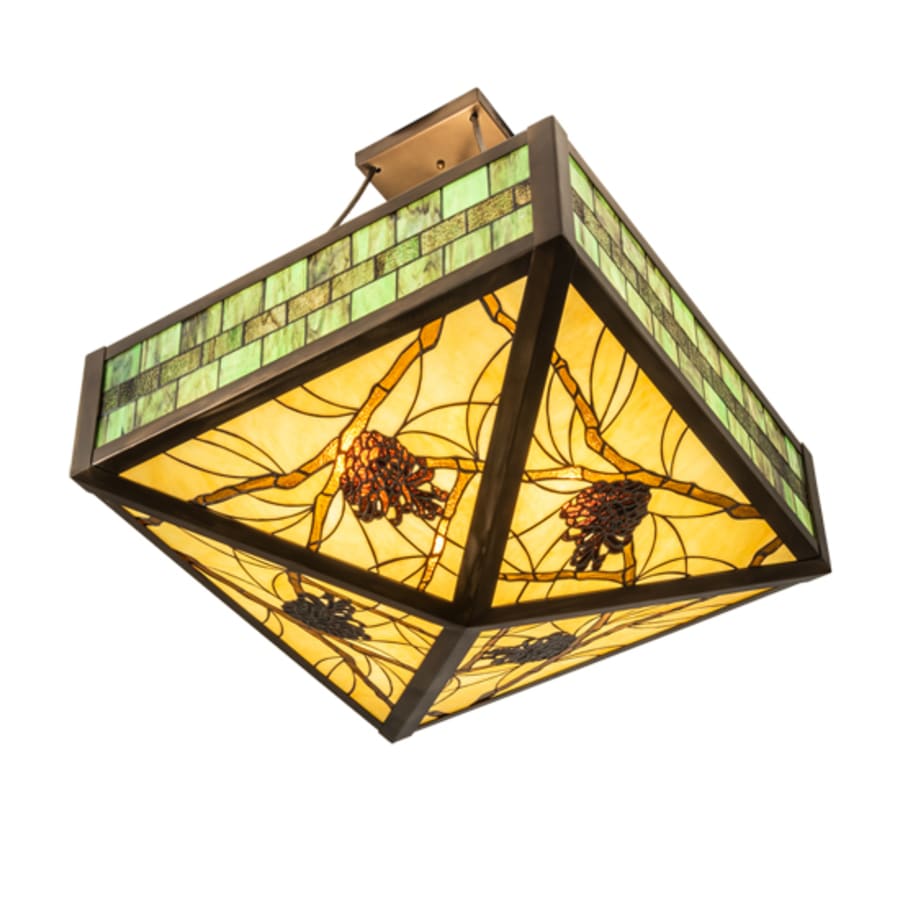 Meyda Tiffany Pinecone 4 Light 33" Wide Semi-Flush Ceiling Fixture
