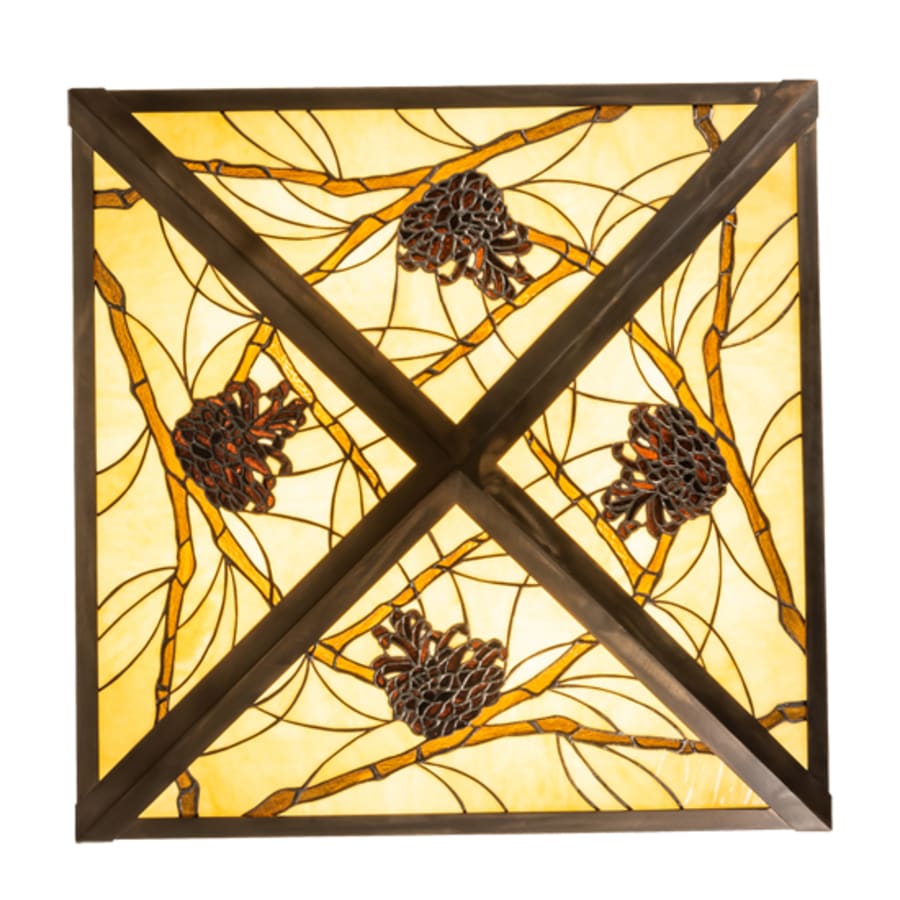Meyda Tiffany Pinecone 4 Light 33" Wide Semi-Flush Ceiling Fixture
