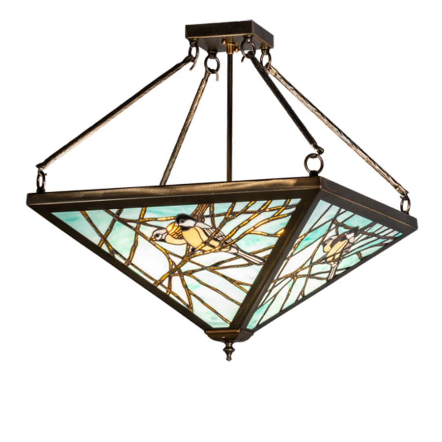 Meyda Tiffany Backyard Friends 4 Light 24" Tall Semi-Flush Ceiling Fixture - Antique Copper Finish
