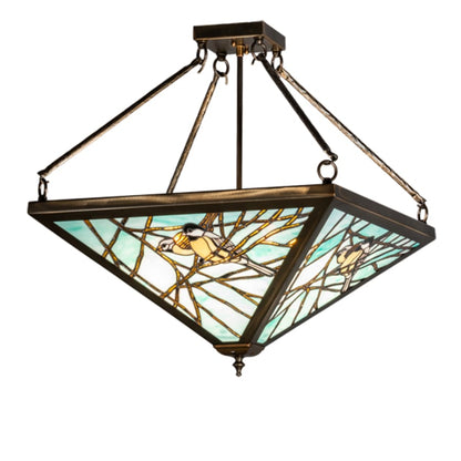 Meyda Tiffany Backyard Friends 4 Light 24" Tall Semi-Flush Ceiling Fixture - Antique Copper Finish