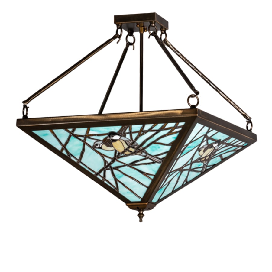 Meyda Tiffany Backyard Friends 4 Light 24" Tall Semi-Flush Ceiling Fixture - Antique Copper Finish