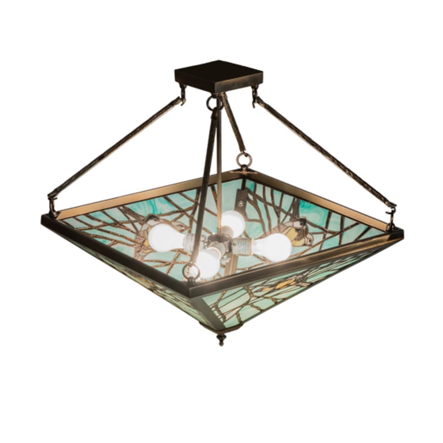 Meyda Tiffany Backyard Friends 4 Light 24" Tall Semi-Flush Ceiling Fixture - Antique Copper Finish