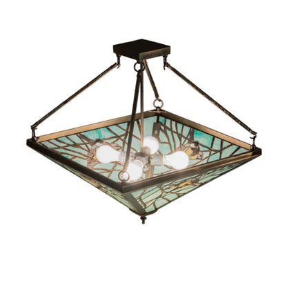 Meyda Tiffany Backyard Friends 4 Light 24" Tall Semi-Flush Ceiling Fixture - Antique Copper Finish