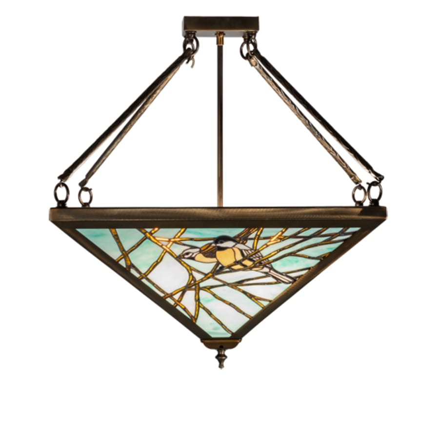 Meyda Tiffany Backyard Friends 4 Light 24" Tall Semi-Flush Ceiling Fixture - Antique Copper Finish