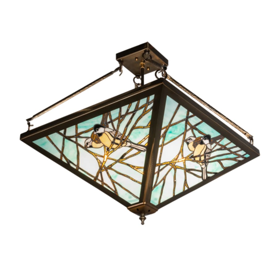 Meyda Tiffany Backyard Friends 4 Light 24" Tall Semi-Flush Ceiling Fixture - Antique Copper Finish