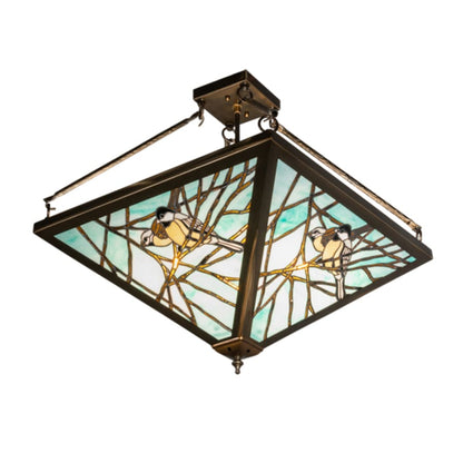 Meyda Tiffany Backyard Friends 4 Light 24" Tall Semi-Flush Ceiling Fixture - Antique Copper Finish