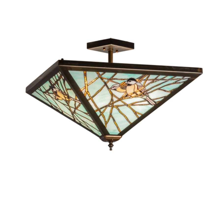 Meyda Tiffany Backyard Friends 4 Light 16" Tall Semi-Flush Ceiling Fixture - Antique Copper Finish