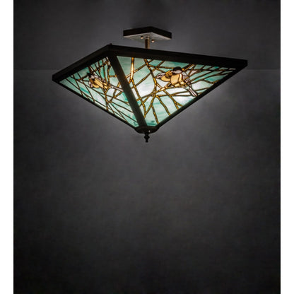 Meyda Tiffany Backyard Friends 4 Light 16" Tall Semi-Flush Ceiling Fixture - Antique Copper Finish