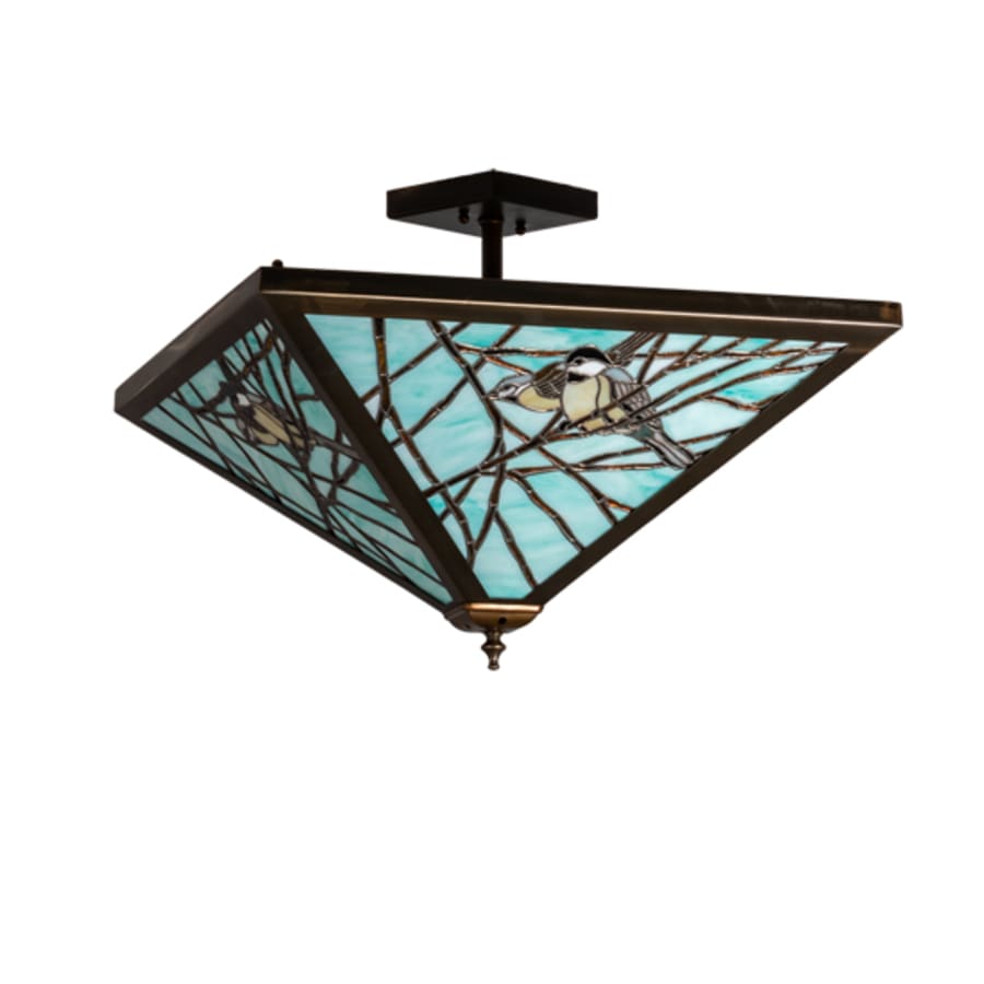 Meyda Tiffany Backyard Friends 4 Light 16" Tall Semi-Flush Ceiling Fixture - Antique Copper Finish