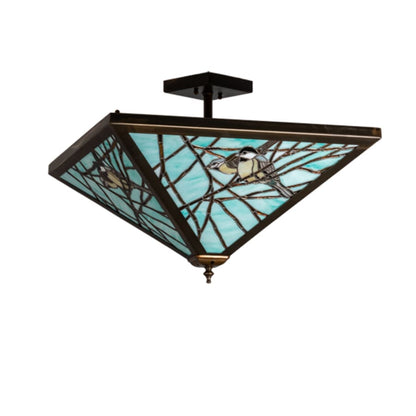 Meyda Tiffany Backyard Friends 4 Light 16" Tall Semi-Flush Ceiling Fixture - Antique Copper Finish