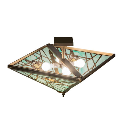 Meyda Tiffany Backyard Friends 4 Light 16" Tall Semi-Flush Ceiling Fixture - Antique Copper Finish