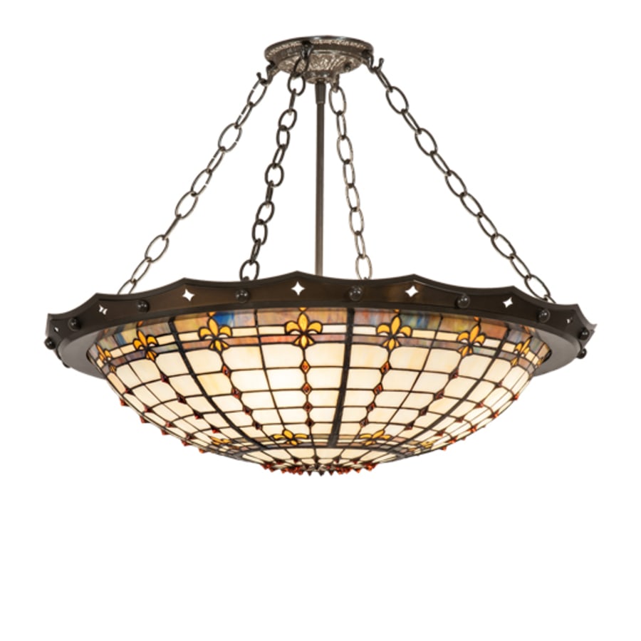 Meyda Tiffany Fleur-de-Lite 4 Light 26" Wide Semi-Flush Bowl Ceiling Fixture