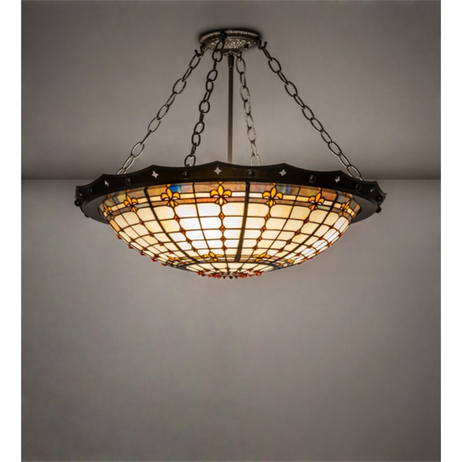 Meyda Tiffany Fleur-de-Lite 4 Light 26" Wide Semi-Flush Bowl Ceiling Fixture