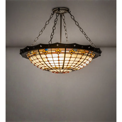 Meyda Tiffany Fleur-de-Lite 4 Light 26" Wide Semi-Flush Bowl Ceiling Fixture