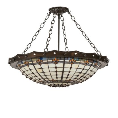 Meyda Tiffany Fleur-de-Lite 4 Light 26" Wide Semi-Flush Bowl Ceiling Fixture