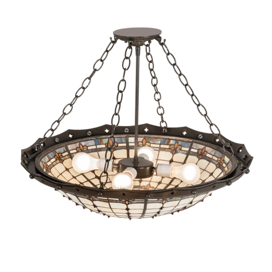 Meyda Tiffany Fleur-de-Lite 4 Light 26" Wide Semi-Flush Bowl Ceiling Fixture