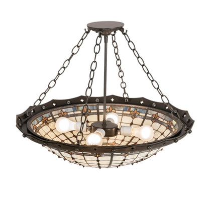 Meyda Tiffany Fleur-de-Lite 4 Light 26" Wide Semi-Flush Bowl Ceiling Fixture