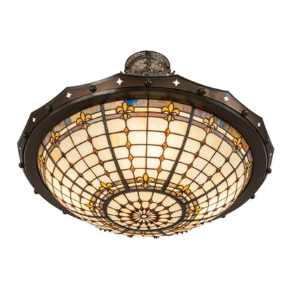 Meyda Tiffany Fleur-de-Lite 4 Light 26" Wide Semi-Flush Bowl Ceiling Fixture