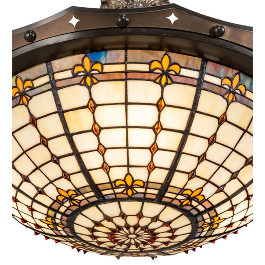 Meyda Tiffany Fleur-de-Lite 4 Light 26" Wide Semi-Flush Bowl Ceiling Fixture