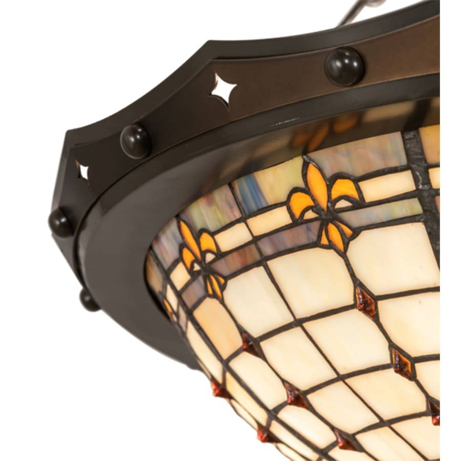 Meyda Tiffany Fleur-de-Lite 4 Light 26" Wide Semi-Flush Bowl Ceiling Fixture