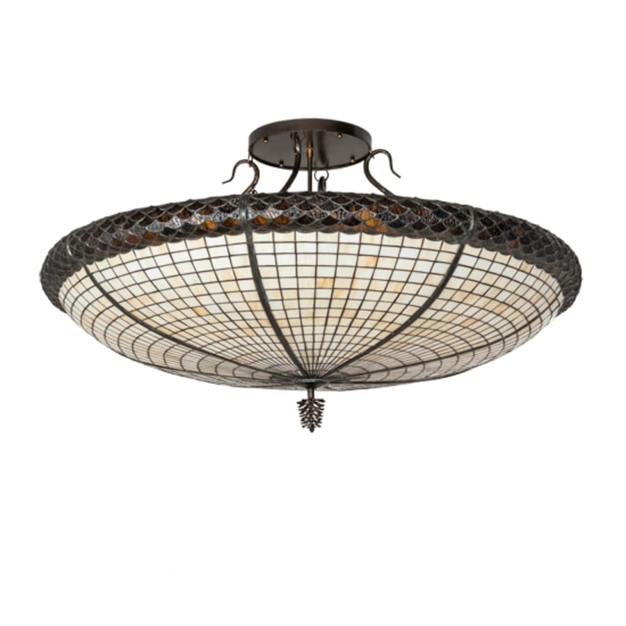 Meyda Tiffany Pinecone 6 Light 42" Wide Semi-Flush Bowl Ceiling Fixture