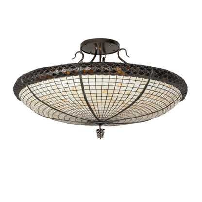 Meyda Tiffany Pinecone 6 Light 42" Wide Semi-Flush Bowl Ceiling Fixture