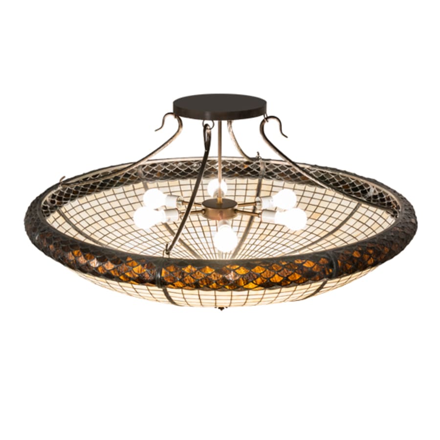 Meyda Tiffany Pinecone 6 Light 42" Wide Semi-Flush Bowl Ceiling Fixture