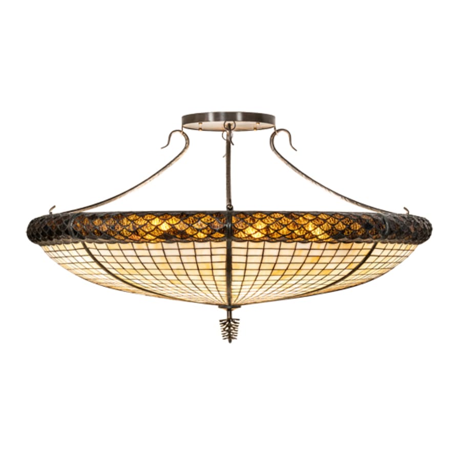 Meyda Tiffany Pinecone 6 Light 42" Wide Semi-Flush Bowl Ceiling Fixture