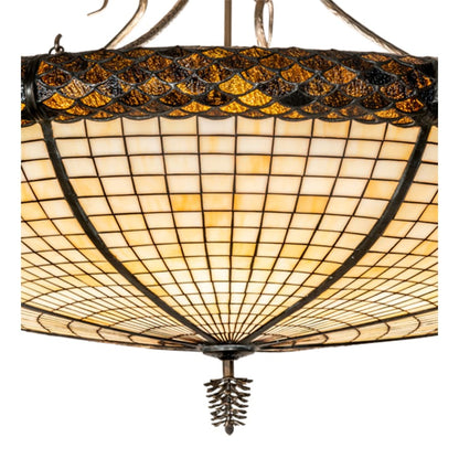 Meyda Tiffany Pinecone 6 Light 42" Wide Semi-Flush Bowl Ceiling Fixture