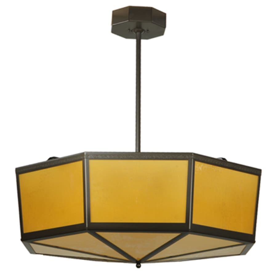 Meyda Tiffany Eltham 4 Light 36" Wide Pendant with Amber Art Glass Shade - Timeless Bronze Finish