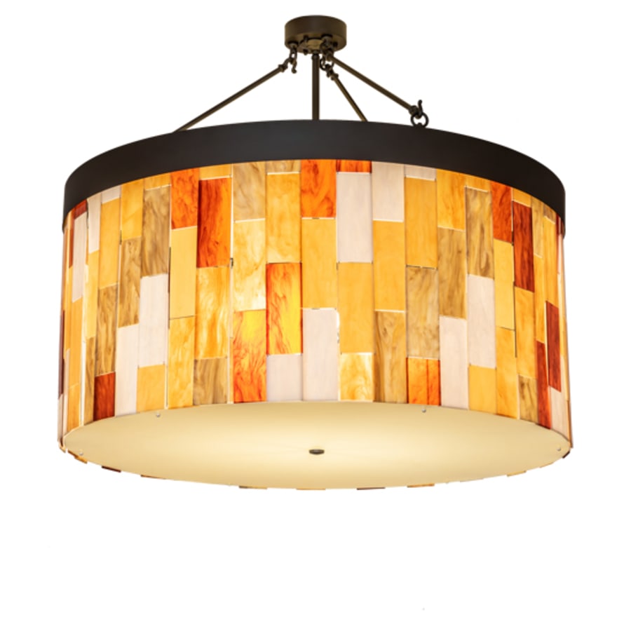 Meyda Tiffany Cilindro Calico 6 Light 47" Wide Semi-Flush Drum Ceiling Fixture