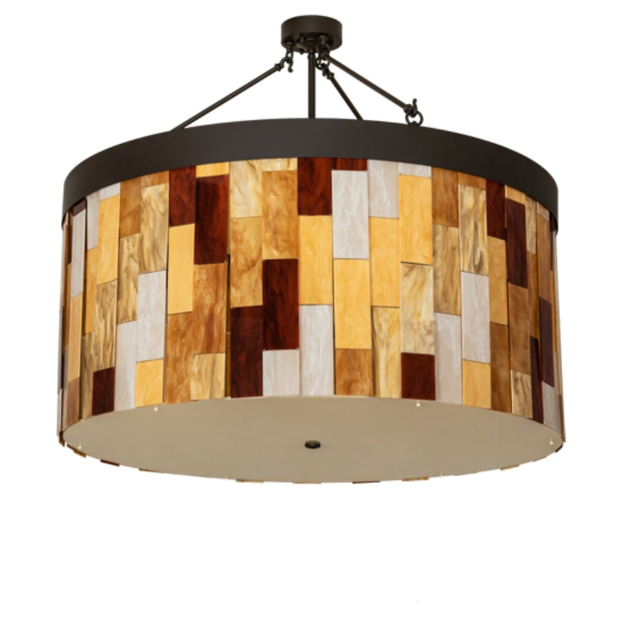 Meyda Tiffany Cilindro Calico 6 Light 47" Wide Semi-Flush Drum Ceiling Fixture