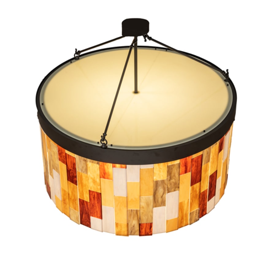 Meyda Tiffany Cilindro Calico 6 Light 47" Wide Semi-Flush Drum Ceiling Fixture