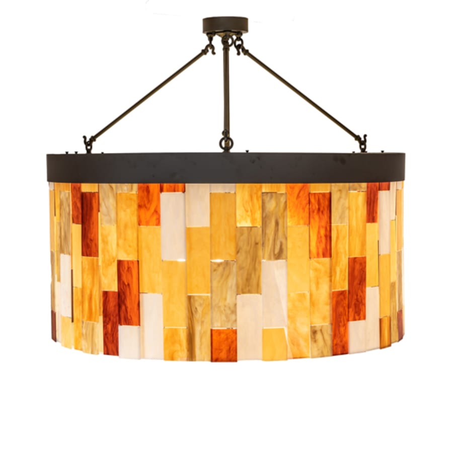 Meyda Tiffany Cilindro Calico 6 Light 47" Wide Semi-Flush Drum Ceiling Fixture