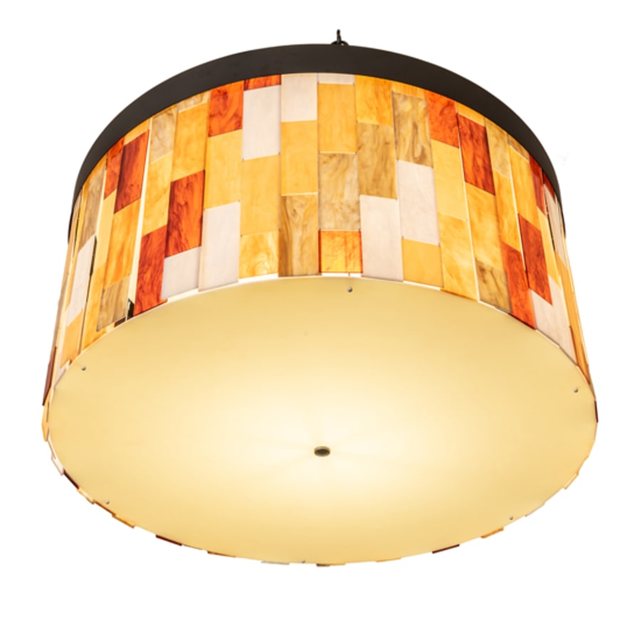 Meyda Tiffany Cilindro Calico 6 Light 47" Wide Semi-Flush Drum Ceiling Fixture