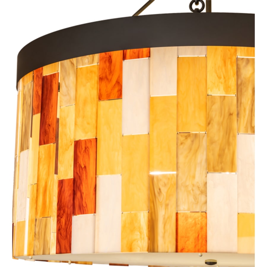 Meyda Tiffany Cilindro Calico 6 Light 47" Wide Semi-Flush Drum Ceiling Fixture