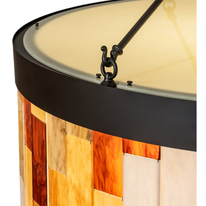 Meyda Tiffany Cilindro Calico 6 Light 47" Wide Semi-Flush Drum Ceiling Fixture
