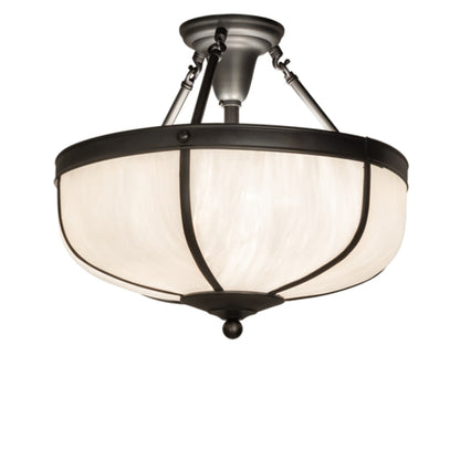 Meyda Tiffany Arts and Crafts 3 Light 18" Wide Semi-Flush Bowl Ceiling Fixture - Craftsman Brown Finish