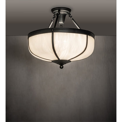 Meyda Tiffany Arts and Crafts 3 Light 18" Wide Semi-Flush Bowl Ceiling Fixture - Craftsman Brown Finish