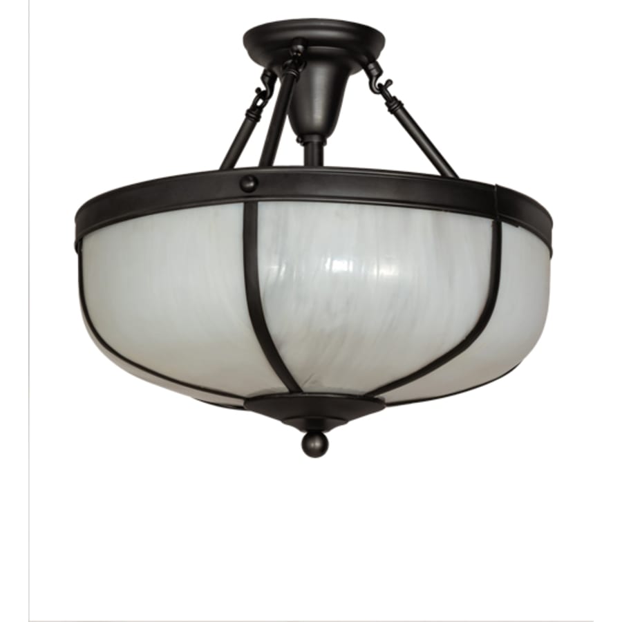 Meyda Tiffany Arts and Crafts 3 Light 18" Wide Semi-Flush Bowl Ceiling Fixture - Craftsman Brown Finish
