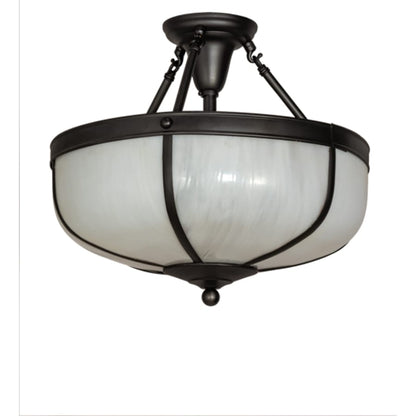 Meyda Tiffany Arts and Crafts 3 Light 18" Wide Semi-Flush Bowl Ceiling Fixture - Craftsman Brown Finish