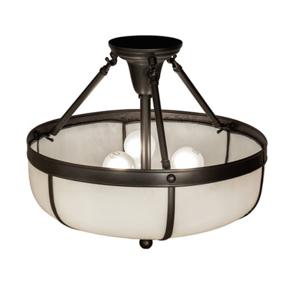 Meyda Tiffany Arts and Crafts 3 Light 18" Wide Semi-Flush Bowl Ceiling Fixture - Craftsman Brown Finish
