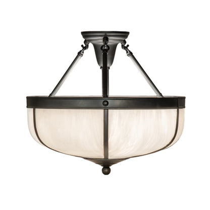 Meyda Tiffany Arts and Crafts 3 Light 18" Wide Semi-Flush Bowl Ceiling Fixture - Craftsman Brown Finish