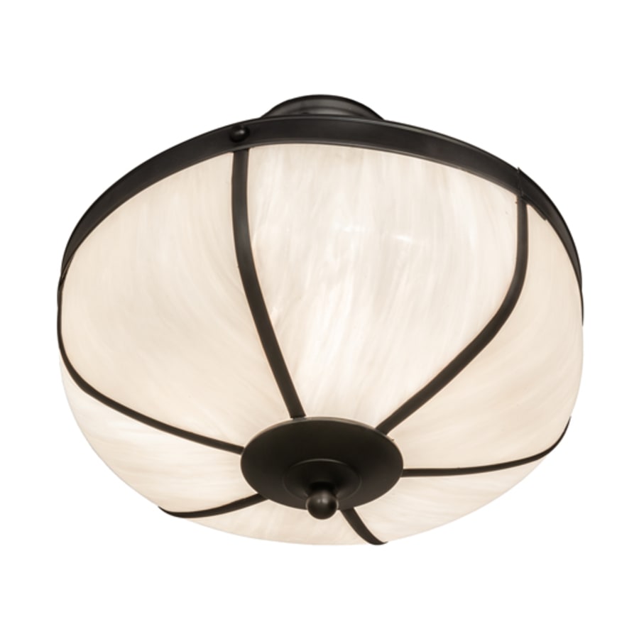 Meyda Tiffany Arts and Crafts 3 Light 18" Wide Semi-Flush Bowl Ceiling Fixture - Craftsman Brown Finish