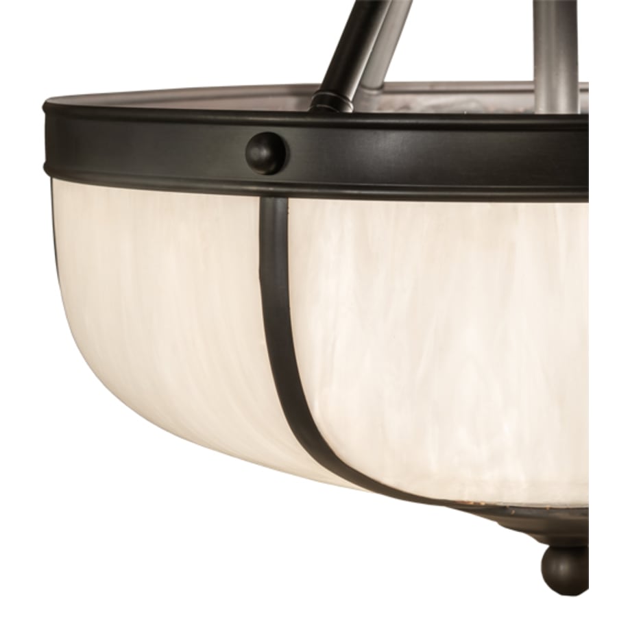 Meyda Tiffany Arts and Crafts 3 Light 18" Wide Semi-Flush Bowl Ceiling Fixture - Craftsman Brown Finish
