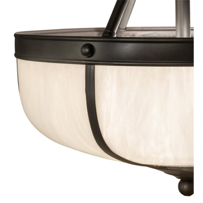 Meyda Tiffany Arts and Crafts 3 Light 18" Wide Semi-Flush Bowl Ceiling Fixture - Craftsman Brown Finish