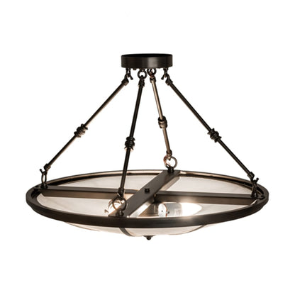Meyda Tiffany Commerce 3 Light 24" Wide Semi-Flush Bowl Ceiling Fixture