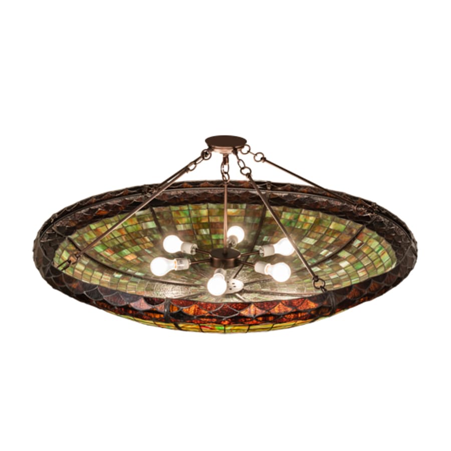 Meyda Tiffany Greenbriar Oak 6 Light 48" Wide Semi-Flush Bowl Ceiling Fixture